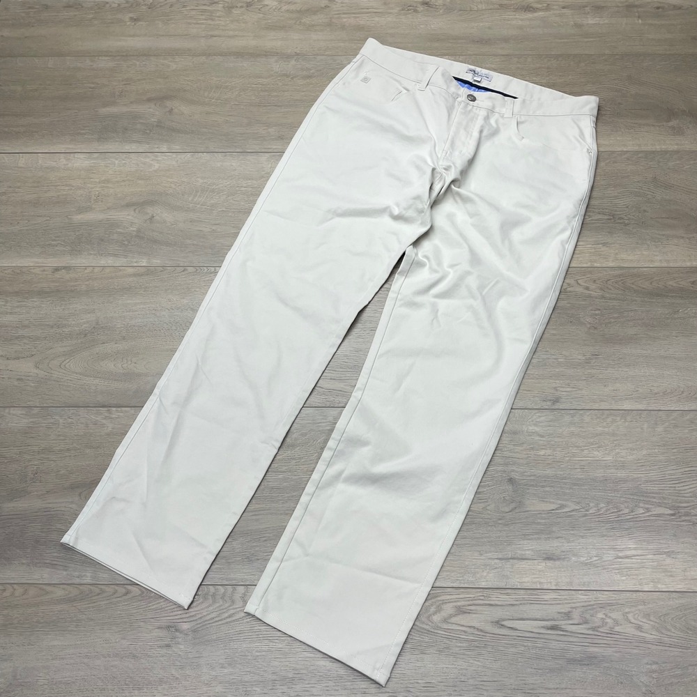Peter Millar EB66 Pants Mens 34/30 Stone Performance Twill Chino ME0EB66FB